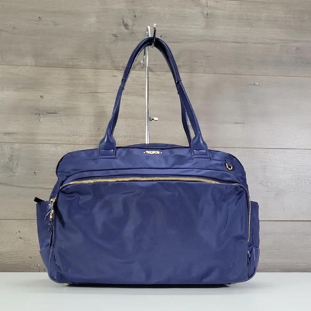 Tumi Blue Nylon/Leather Business Tote Bag